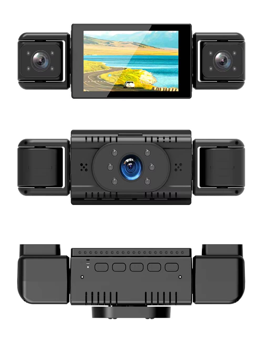 Caméra de Surveillance pour Voiture Y100 – Enregistrement Avant, Arrière et Côtés