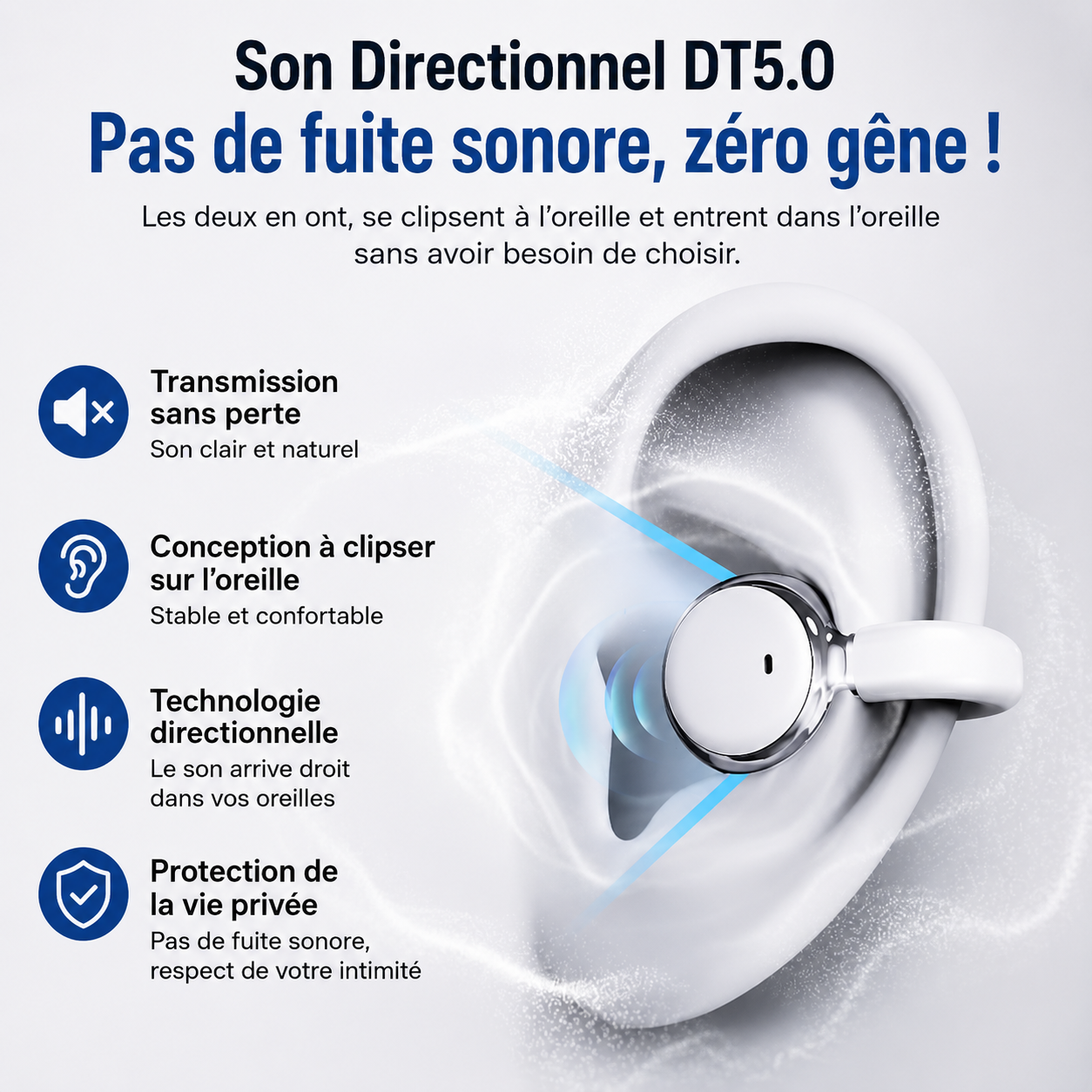 2-en-1 – Écouteurs Bluetooth Nouvelle Génération avec Son HiFi